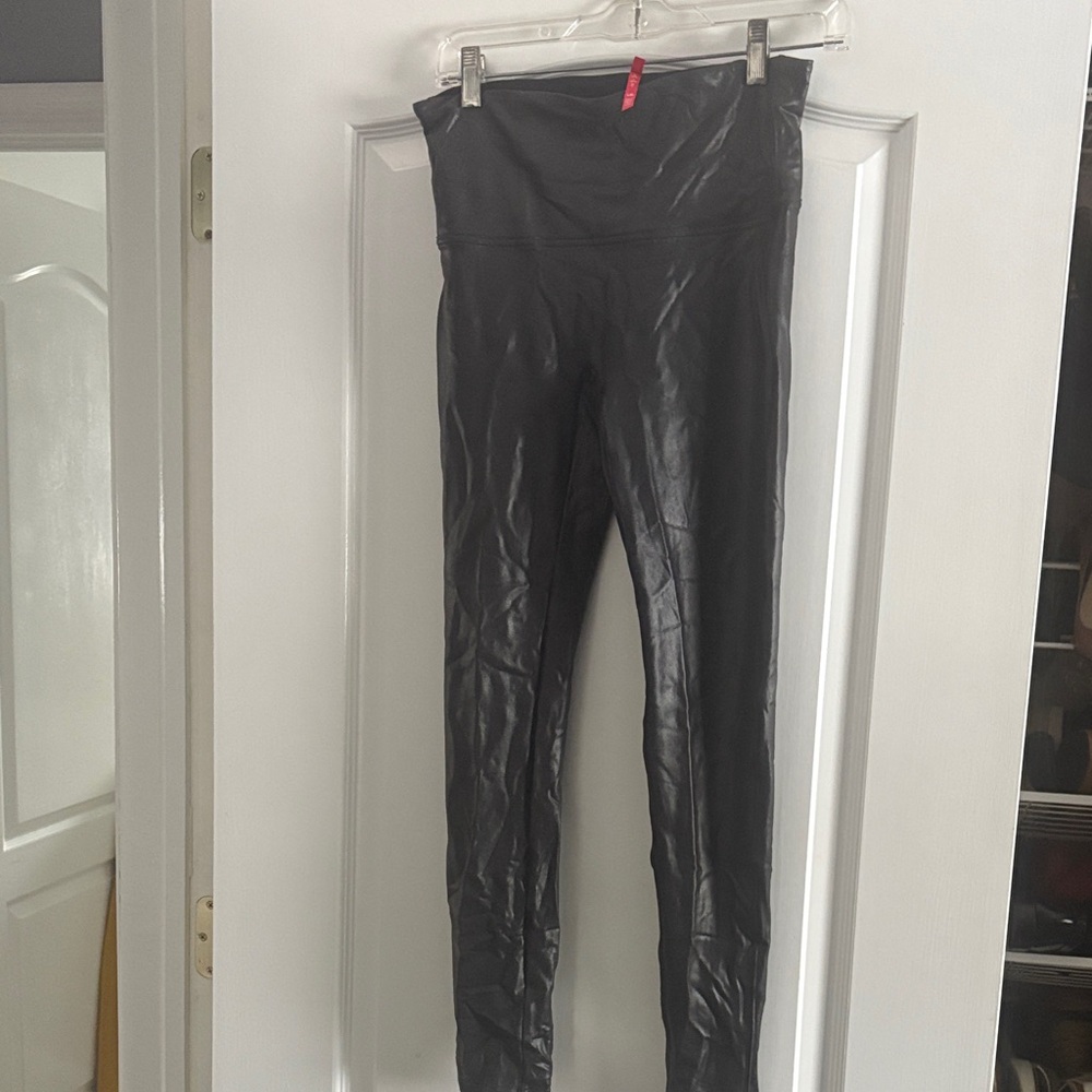 SPANX Black leather like leggings